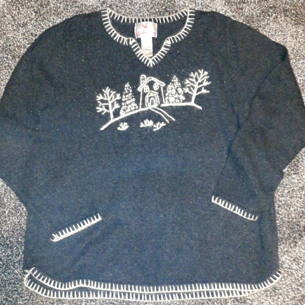Quacker Factory Large Dk Grey Sweater